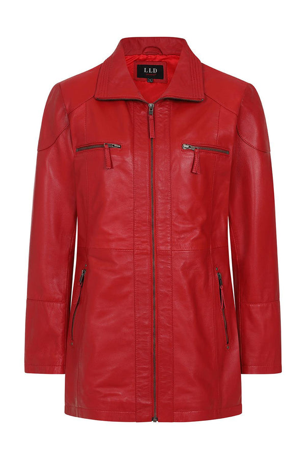 Women's Beautiful Hip Length Leather Jacket - ALEXA-884 - London Leathers Direct